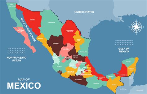 Mapa De México Con Nombre De País Detallado 18866394 Vector En Vecteezy