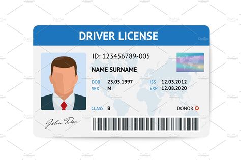 Download Flat man driver license plastic card template, id card ...