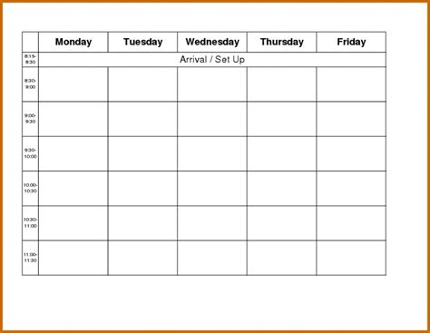 Printable Weekly Calendar Monday Thru Friday Example Calendar Printable