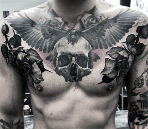 Skull Chest Tattoo Designs For Men Haunting Ink Ideas Chest Tattoo Men Full Chest