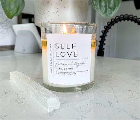 Self Love Candle Rose And Bergamot Candle Soy Candle Etsy