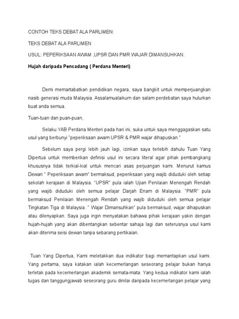 Contoh program, on 1st october 2015, we had organised debat ala parlimen about dengue fever with a motion 'denggi : Contoh Teks Debat Ala Parlimen (pemansuhan peperiksaan)