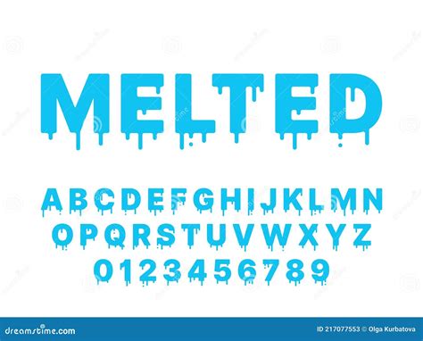 Melting Font Blue Liquid Flowing English Alphabet With Drops And