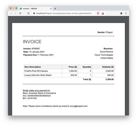 Generate Ecommerce Purchase Invoice Pdf Using Php Script Phppot