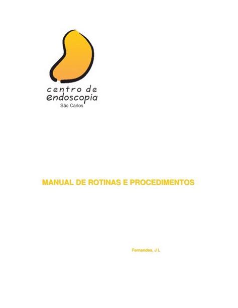 Manual De Rotinas E Procedimentos Centro De Endoscopia