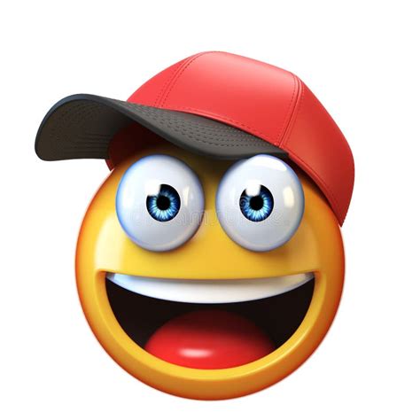Vector Illustration Of Cartoon Emoticon Smiley Wearing A Cap And Pointing Royalty Free SVG