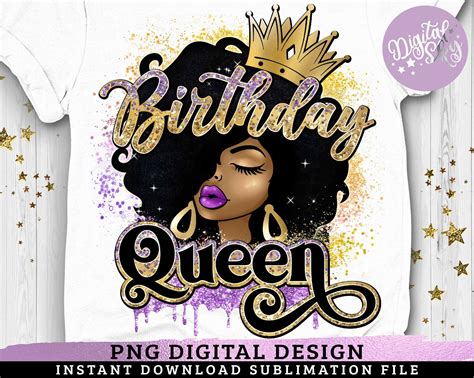 Birthday Queen Png Black Woman Sublimation Afro Hair Afro Etsy