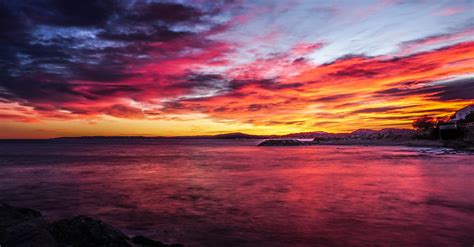 Sonnenuntergang Am Meer Abendrot An Der Cote D´azur Foto And Bild