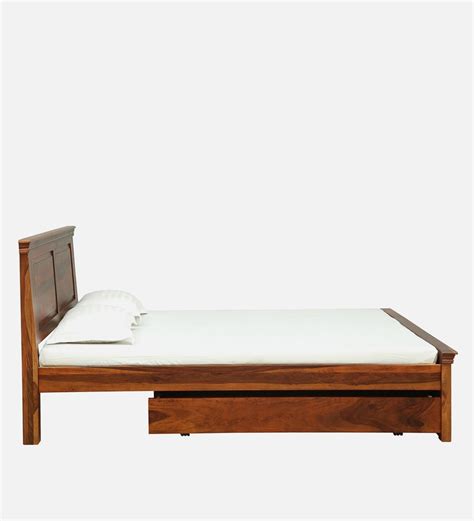 Stanfield Solid Wood Queen Size Bed With Drawer Storage In Honey Oak Finish Mfg And Exporter Of