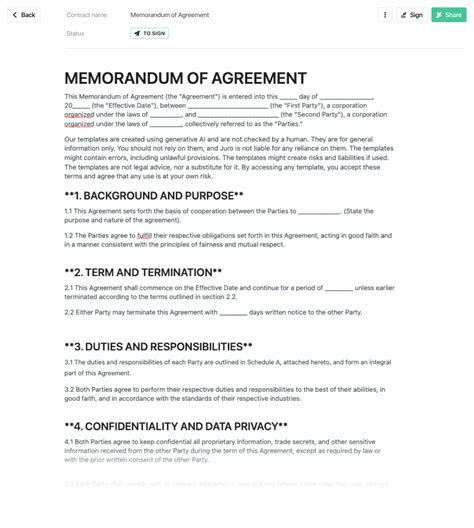 Memorandum Of Agreement Template Free To Use Template For Memorandum Of Agreement Or