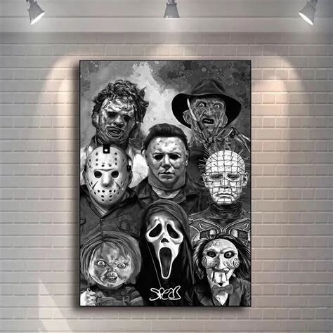 Black And White Classic Horror Movie Art Poster And Prints Scary