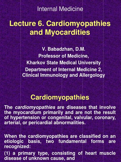Internal Medicine Lecture 6 Cardiomyopathies And Myocarditides Pdf