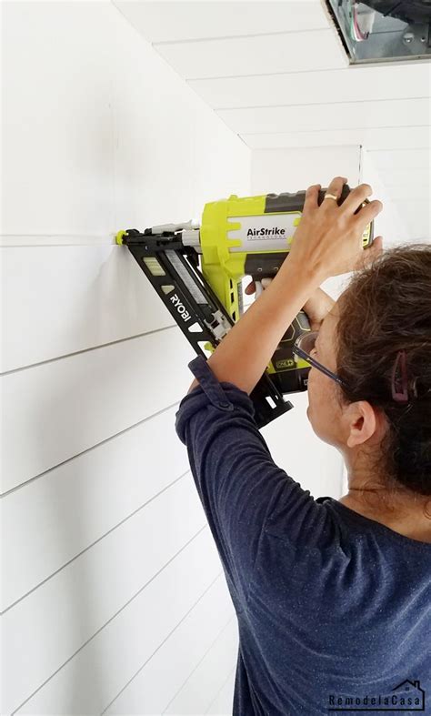 It comes in panels or as individual boards, so you can suit the steps for installing shiplap siding are similar to any other sort of siding. Bathroom Renovation: How to Install Real Shiplap (With ...