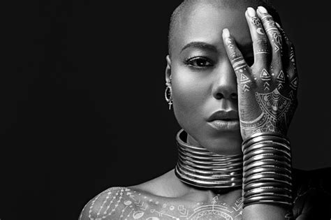 Black and white pictures of women. Beautiful Black Woman Wearing Jewellery In Studio Setting ...