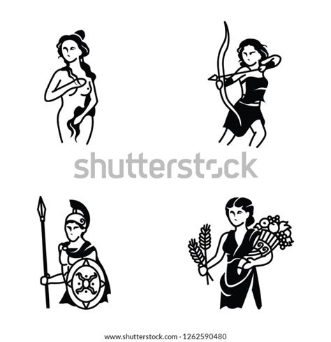 Ancient Greek Gods Vector Icons Stock Vector Royalty Free 1262590480