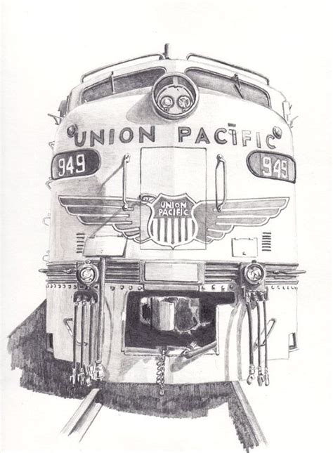 Locomotora 949 De Union Pacific Usa Train Drawing Train Sketch