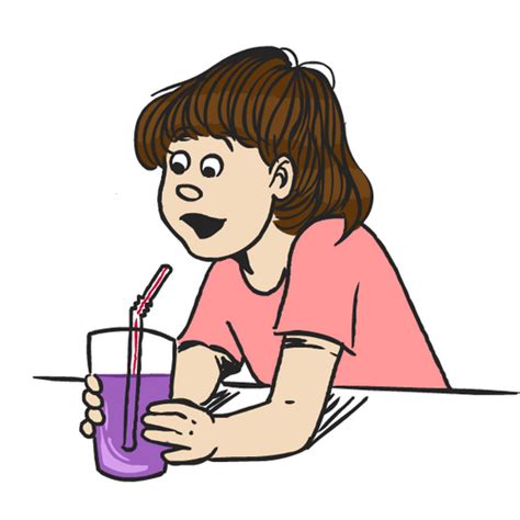 Cartoon Blowing Straw Bubbles 