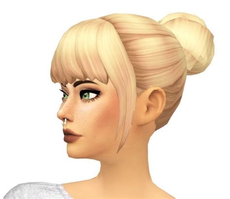 Dramatic Blonde And Bangs Bun Sims 4 Maxis Match Sims Female Bun Hair