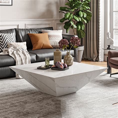 Modern White Marble Coffee Table For Living Room