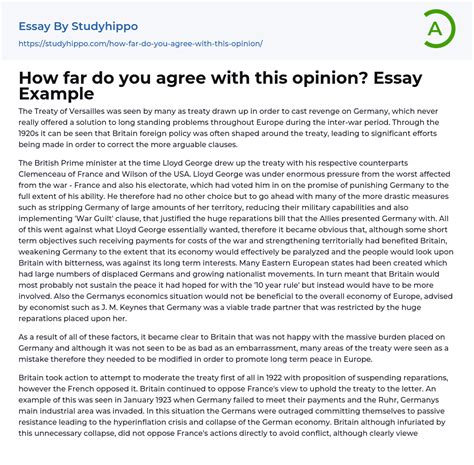 How Far Do You Agree With This Opinion Essay Example