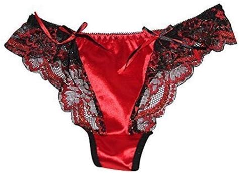The Good Life Beautiful Sexy Red Satin And Lace Ladies Panties Thong G String Size 8 12