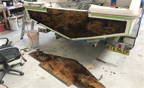 Transom, stringer and floor replacement, carpet, hardware, deck and hull repair and restoration, full line of paints and metal flake, and much more. Cruise Craft Transom Replacement - Boat Repairs Port ...