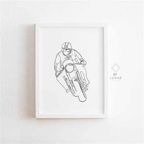 Free Man Biker Line Art Printable Files Cafe Racer Art Prints Wild
