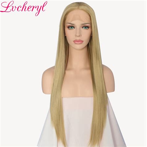 Lvcheryl High Temperature Fiber Hair Long Straight Blonde Color Hand