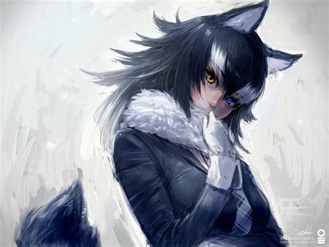 Anime Girl With Wolf Ears And Black Hair