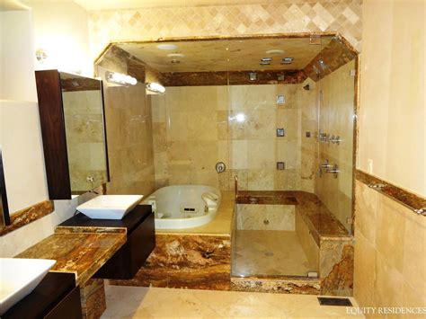 Then, the tub is protected by a combination of stones and wooden fence. Jetted Tub With Shower - Bathtub Designs