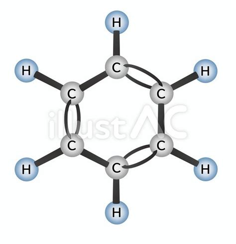 ベンゼン環c6h6、化学構造立体イラストイラスト No 22666437／無料イラストフリー素材なら「イラストac」