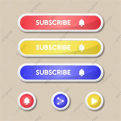 Subscribe Button Vector Hd Png Images Set Of Colorful Round Subscribe