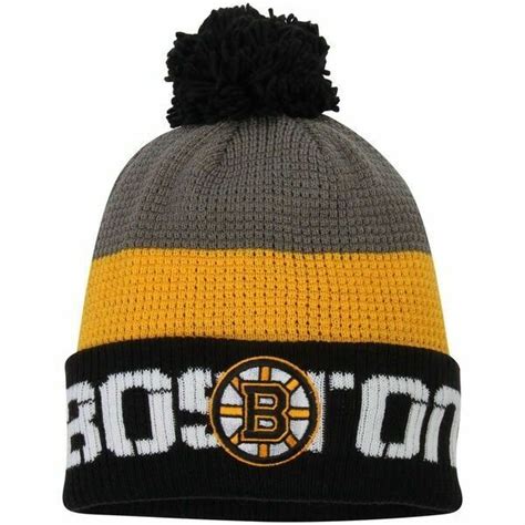 Boston Bruins Reebok Knit Hat 2016 Nhl Center Ice Pom Beanie Stocking