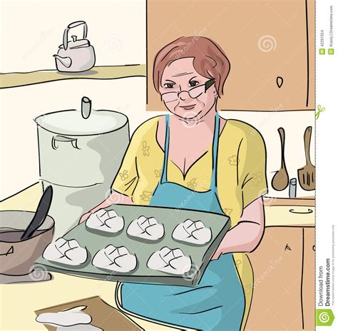 Nos dices lo que quieres cocinar y nosotros vamos a la compra por ti. El Cocinar De La Abuela Ilustración del Vector - Imagen ...