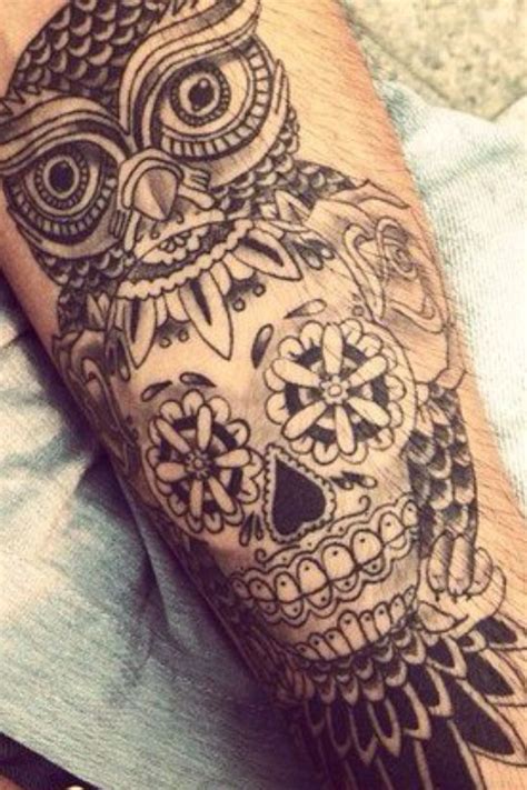 Owl Tattoo With Sugar Skull Sugar Skulls And Owls Preferbly Combined