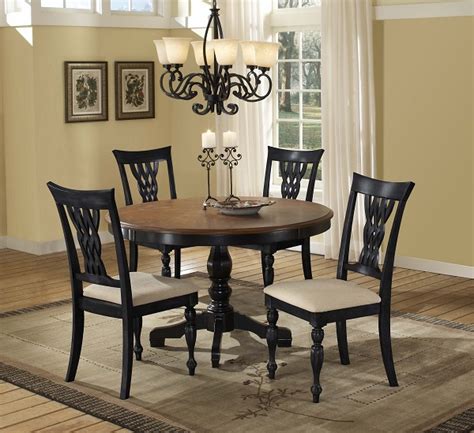Embassy Round Pedestal Dining Table Rubbed Black And Cherry