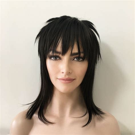 Emo Girl Wig Black Mullet Style Wolf Cut Gothic Anime Wig, 57% OFF