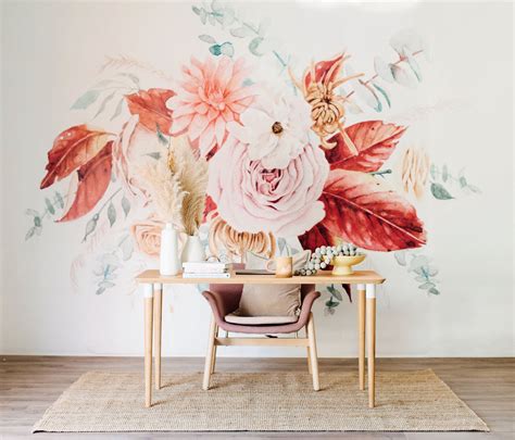 Rosey Floral Wallpaper Anewall Mural Wallpapers