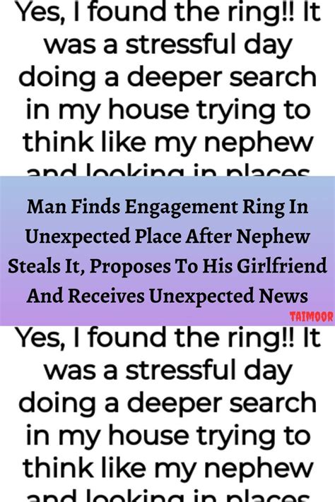 Man Finds Engagement Ring In Unexpected Place After Nephew Steals It Proposes To His Girlfriend