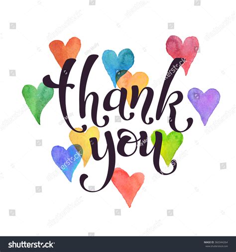 Thank You Lettering With Watercolor Hearts On Royalty Free Stock