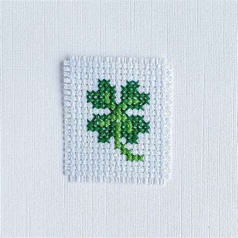 Lucky Four Leaf Clover Cross Stitch Greeting Card Etsy Uk