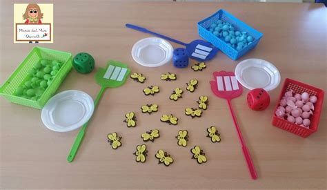 ✨ aquí encontrarás material educativo para imprimir ❖ ideal para preescolar y primaria. Utiliza materiales de la vida cotidiana para hacer juegos ABN. "Los atrapaabejas"