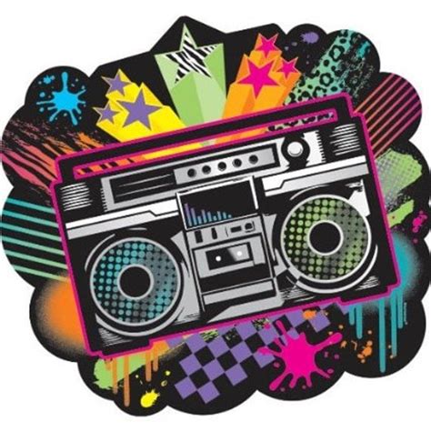 Totally Awesome 80s Banner Boom Box Cut Out 80s Theme Party