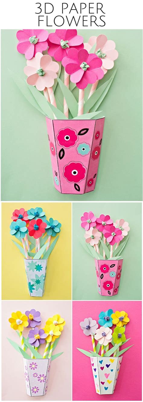 Download HOW TO MAKE 3D PAPER FLOWER BOUQUETS WITH VIDEO | Paper flowers for kids, Paper crafts for kids ...