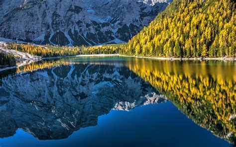 1920x1200 Lake Forest Autumn Nature Trees Reflection Italy