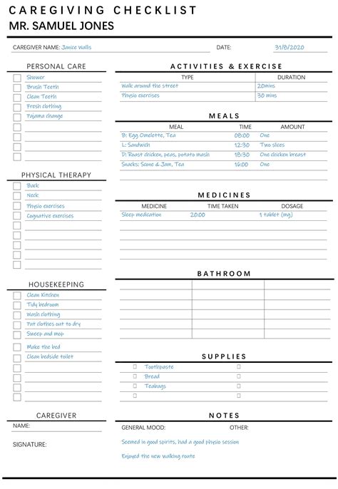 Elderly Care Caregiving Checklist. EDITABLE Printable is Ideal - Etsy
