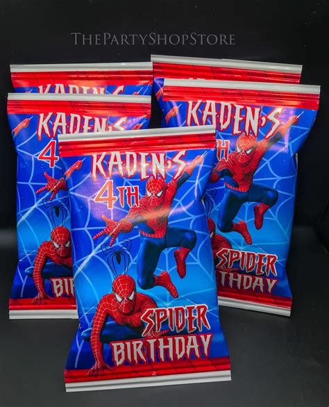 Spider Man Party Favors Spider Man Chip Bags Spider Man Etsy