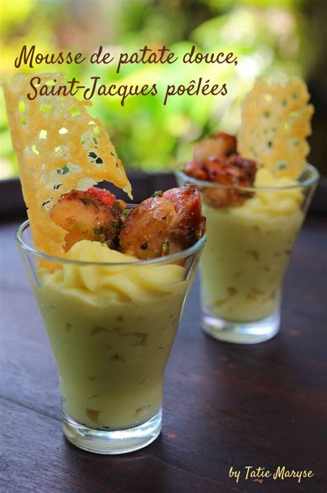 Idée verrine mousse de patate douce saint-jacques poêlées