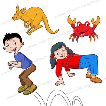 | needing a clipart in ai, svg, psd or eps? Animal Movement - Kids in Animal Poses | Clip Art Kids | TpT
