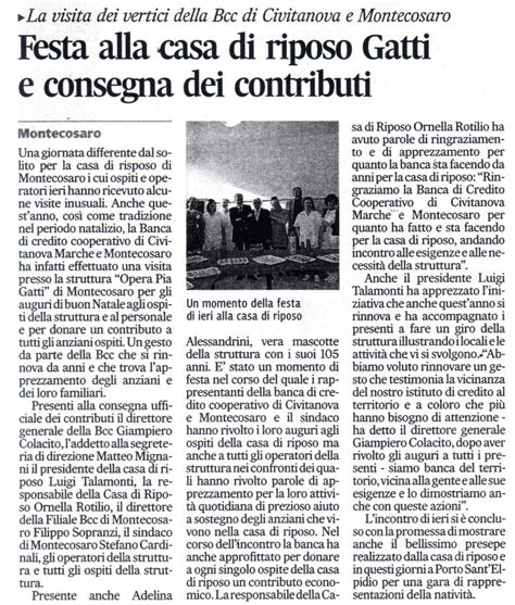 Banca di credito cooperativo di civitanova marche e montecosaro fermo è una azienda registrata in provincia di ap, avente la seguente forma giuridica: La BCC consegna dei contributi agli ospiti della casa di ...